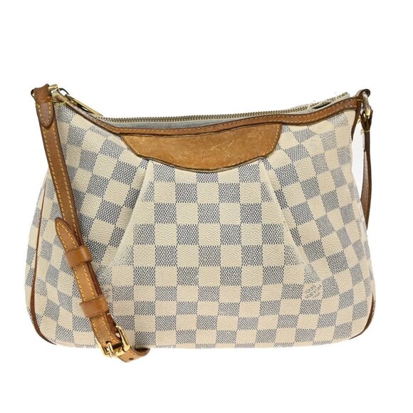 LOUIS VUITTON Siracusa PM Shoulder Bag Damier Azur Leather White N41113 62TA051 - Picture 1 of 15